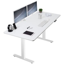VIVO Electric 71” x 30” Stand Up Desk, White Dry Erase Table Top, White Frame