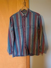 VTG Levi's Sutter Creek Stiped Flannel Shirt Button Up Cotton Men's L Classic