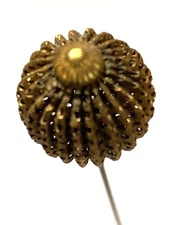 Antique Hatpin Hat Pin Gold Open Work Head with Finding
