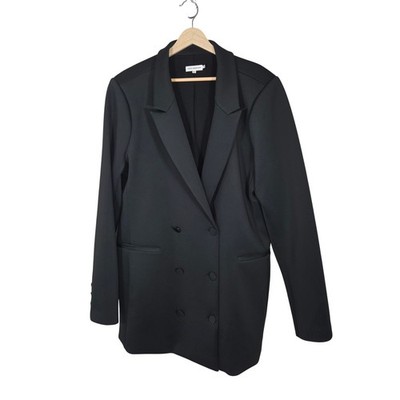 Good American Oversized Longline Knit Blazer Black Size 5 1XL Stretch