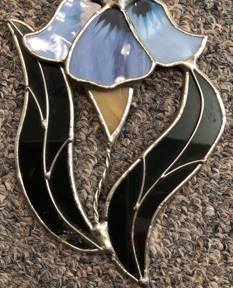 "Vitral hecha a mano púrpura, azul, verde y dorado iris Suncatcher 7"" de colección" Foto 3 de 4