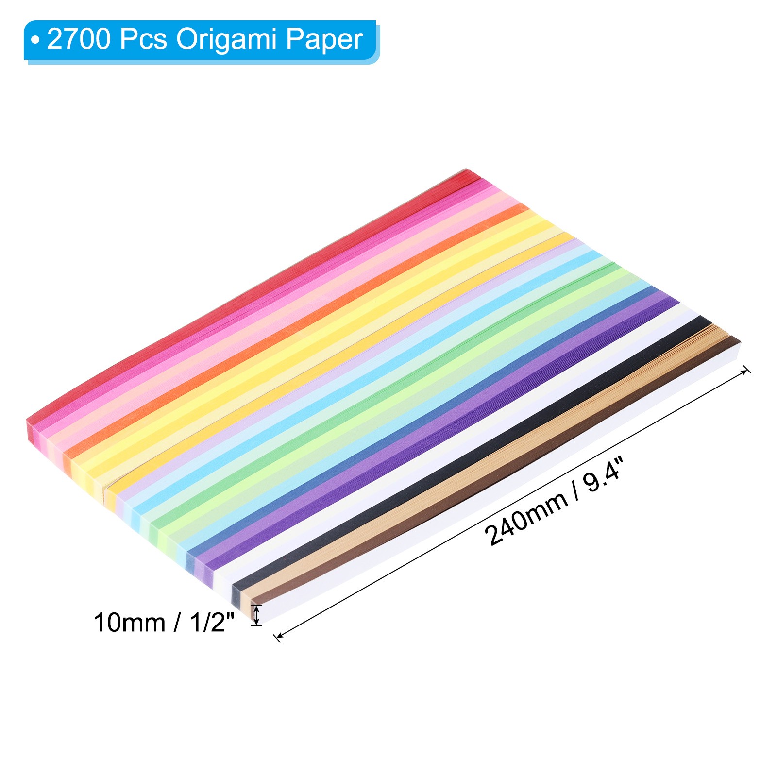 9.4x1/2" Origami Star Paper, 2700Pcs Star Paper Strip, Multicolored