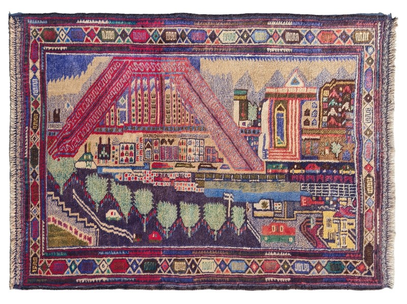 Rare Hand Knotted Vintage Afghan Taimani Balouch Wool Area Rug 4.6 x 2.8 Ft
