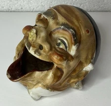 Vintage Ceramic Old Man Fly On Nose Ashtray Cigarette Holder Smoker Hobo