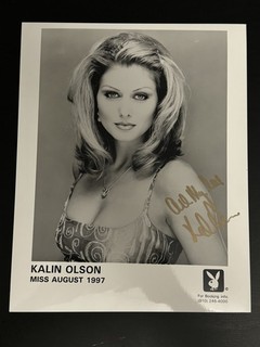 KALIN OLSON SIGNED 8 X 10 PHOTO PLAYBOY PLAYMATE PROMO AUGUST 1997 W/ COA