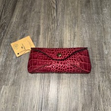 Patricia Nash Ardenza Leather Eyeglasses Case Magenta Croc - New w/out Tags