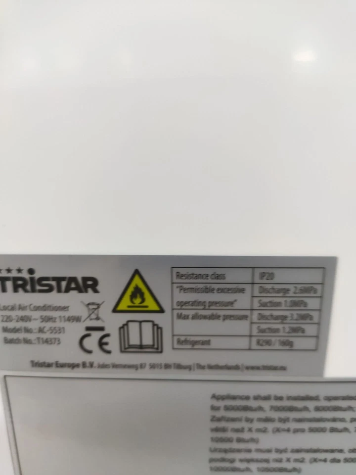 TRISTAR AC-5531 mobile Klimaanlage 1110W - Weiß-unvollstandig - Bild 4 von 4