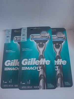 Gillette Mach 3 Razor for Men 1 Handle & 1 Cartridge Per Pack - Pack of 3