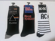 AC/DC - IRON MAIDEN - P. F Unisex crew socks - size 7-12  One Size -  SET OF 3