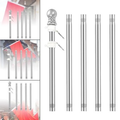 5x drehbarer Fahnenmast Fahnenmast Stange stabiler rostfreier Edelstahl