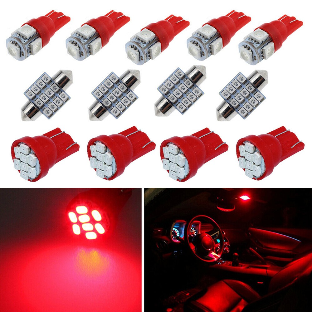 13x Red LED Lights Car Interior Accessories For Dome License Plate
