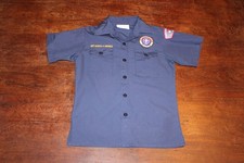 Boy Scouts of America BSA Youth Shirt Blue Medium Sewn Patches Short Sleeve