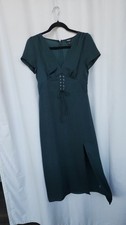 Express Women's Emerald Green Satiny Slip Dress Maxi Size 6 Corset Detail