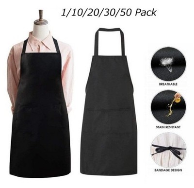 10 Pack Heavy Duty 210D Polyester Bib Aprons with Large Pocket Adjustable