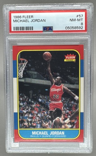 05058592 Michael Jordan 1986 Fleer #57 Rookie RC Hall of Fame HOF GOAT PSA 8