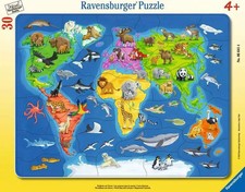 NEW SEALED Ravensburger 06641 World Map with Animals 30 Pc Jigsaw Puzzle