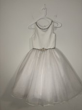 Christie Helene Communion Dress Jeweled Neckline  Waist Sz 6 Flower Girl
