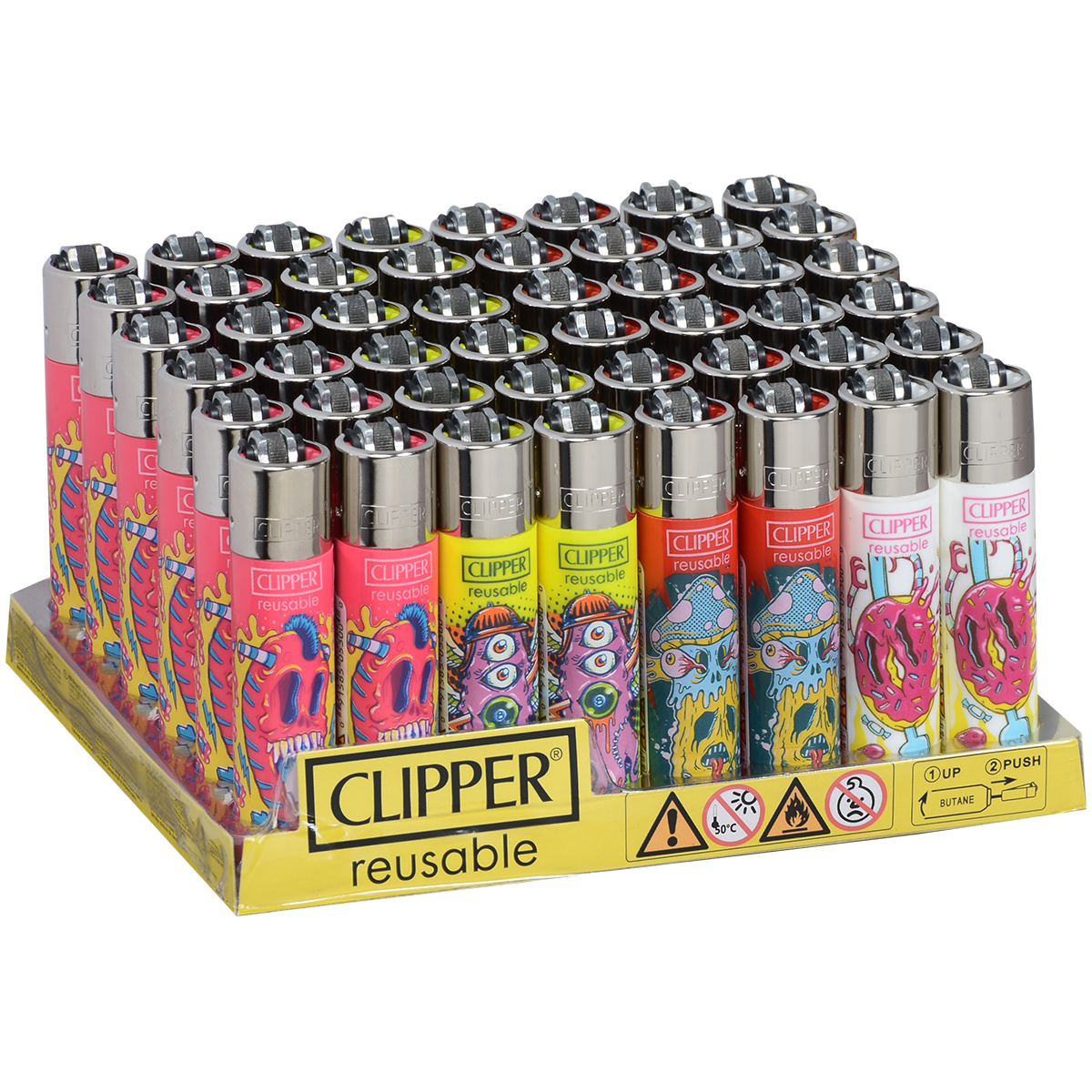 Clipper Lighters - Refillable, Classic Lighters. Fun - Display of 48  Lighters!