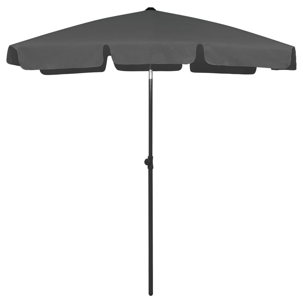 Parasol de plage 180 x 120 cm anthracite pour après-midi détente au bord de l'eau