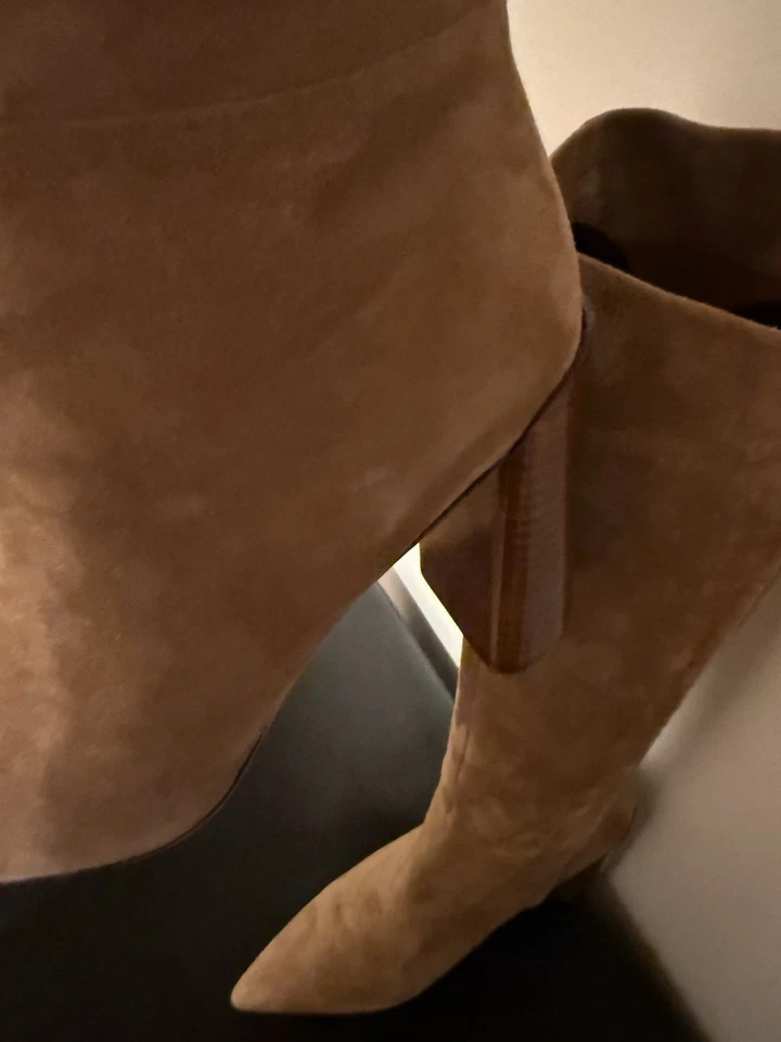 VINCE Women’s Sz 9 Pilar Wide Calf Knee High Suede Leather Boots Dark Amber Tall - Image 4 of 4