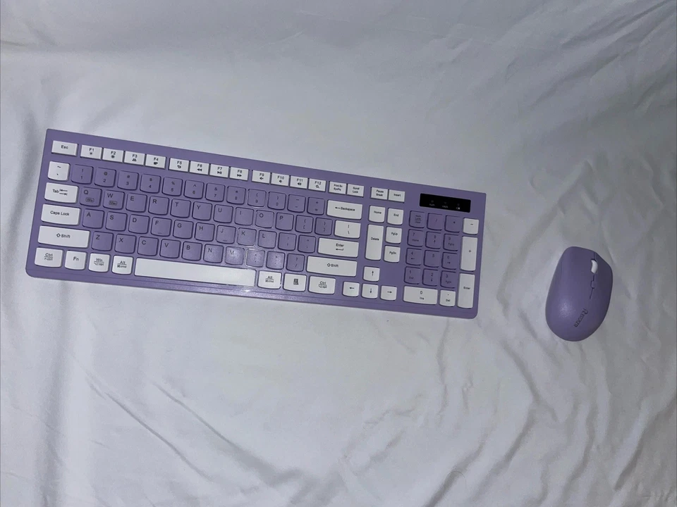 Wireless Keyboard & Mouse Combo | 2.4GHz USB Receiver Purple & White | PC Mac - Image 2 of 4