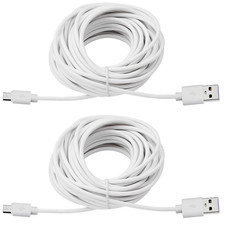 2-Pack 25ft USB to Micro USB Extension Power Cable Compatible for Wyze Cam, O...