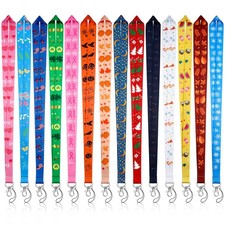 14 Pcs Winter Lanyards for ID Badges Lanyards Xmas Keychains Bulk for Teacher...