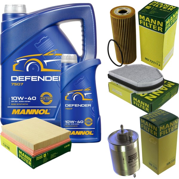 Inspektionspaket 6L Mannol Defender 10W-40 FüR Mercedes R170 200 Kompressor 230-image