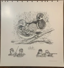 Lithograph Uncut sheet Hand Signed by Willie Robertson Duck Dynasty Duck Scene 