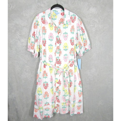 #ad Draper James RSVP Womens 2X Floral Eyelet Button Front Dress Ivory Multi New $29.99