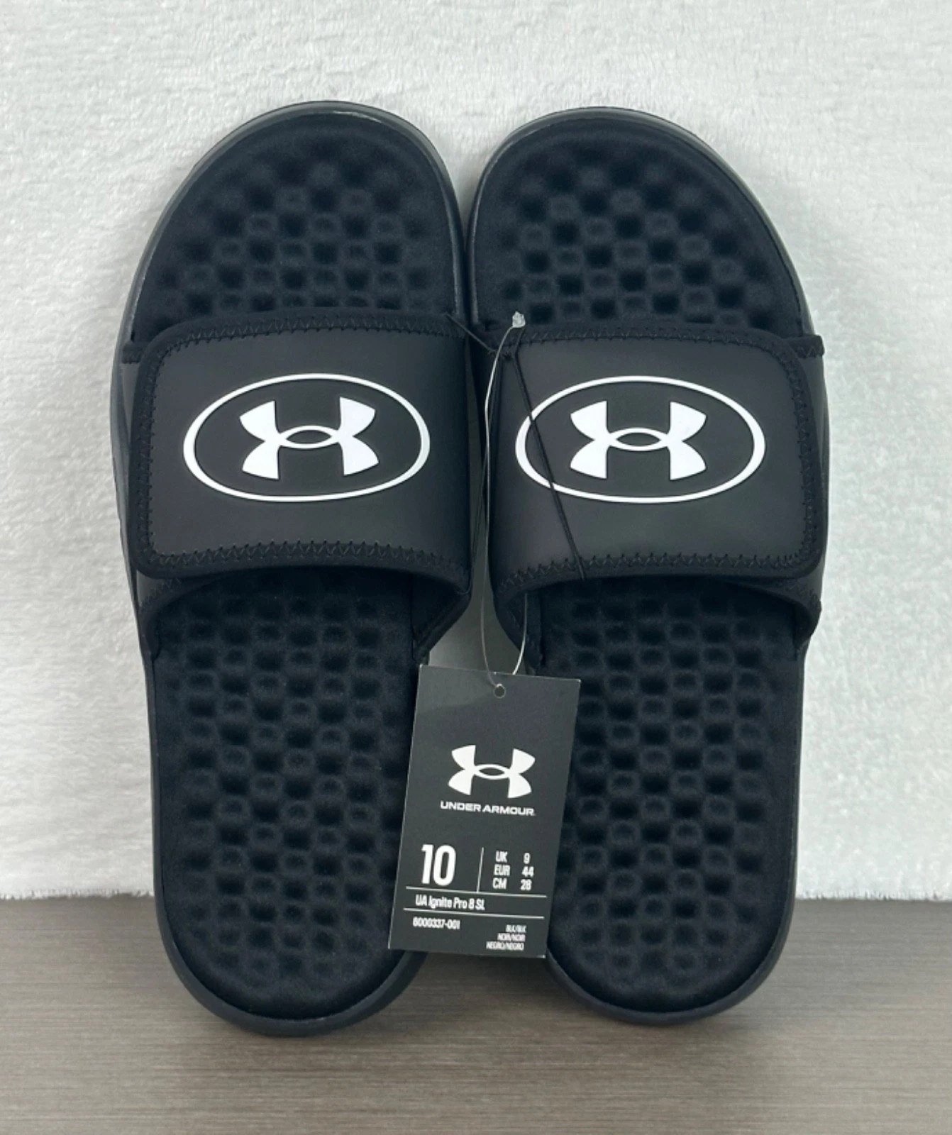 Under Armour Men's Black / White Ignite Pro 8 Slide Size 10 New With Tag