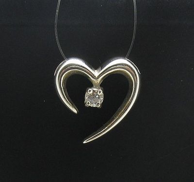 Stylish sterling silver pendant Heart hallmarked solid 925 with 3mm round CZ
