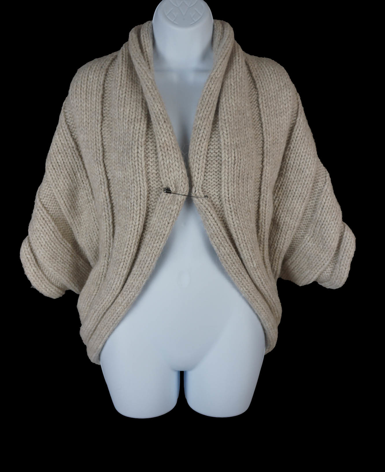 Women's Lanvin Beige Chunky Wool Short Sleeve Shrug Cardigan Sweater Size L  | eBay