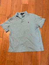 Polo Ralph Lauren Polo Shirt Mens Turquoise Aqua Classic Fit Pony Large Collared