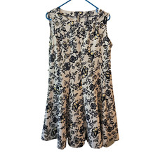 NWOT Women Medium Blue White Floral Midi Dress Sleeveless Fit and Flare