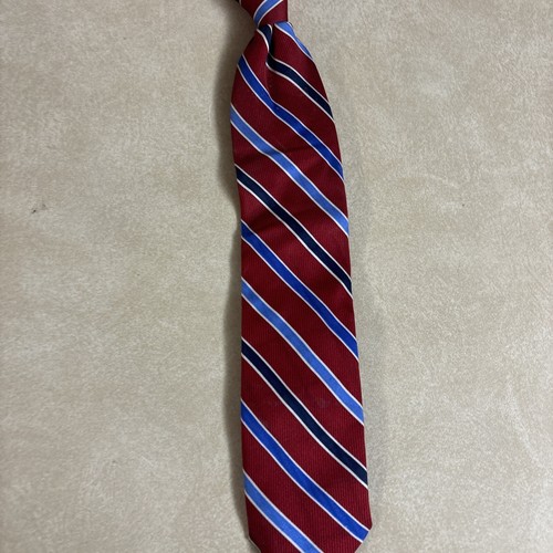 Boys Blue and Red Striped Chaps clip-on tie - Picture 2 of 8