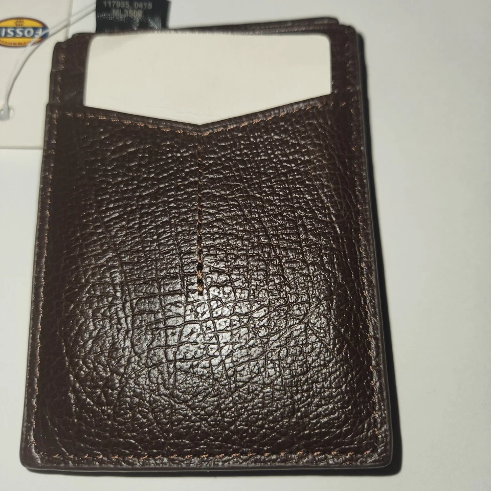 Portatarjetas magnético Fossil Omega-cuero marrón Foto 2 de 4