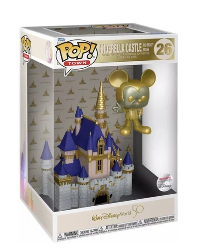 Disney World Funko Pop 50th Anniversary Cinderella Castle And Gold Mickey Mouse