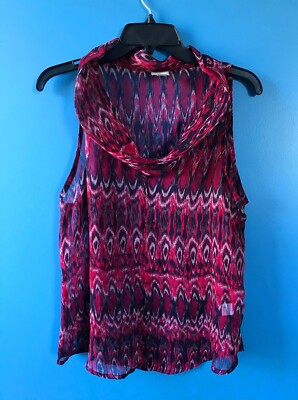 CONVERSE ONE STAR Women's Size L Blouse Sleeveless Cowl Neck Sheer