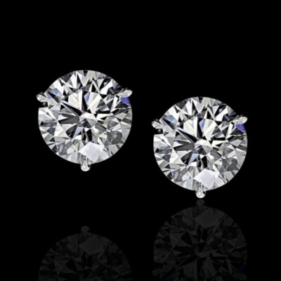 Martini Rundschliff 4 kt IGI Lab Created Diamant Ohrstecker 14 K Weißgold