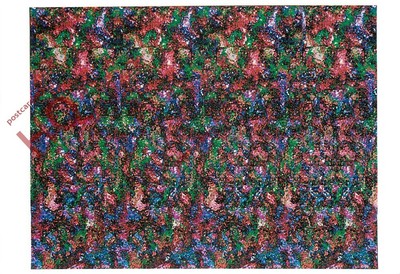 Bild Postkarte:; 3D Magic Eye, zwei Personen hängen verkehrt herum