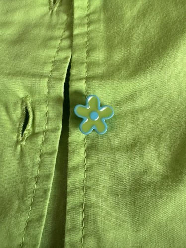 Y2K Vintage 90s Girls M (5/6) Babydoll Cropped Button-Up Top Blouse Lime - Picture 12 of 15