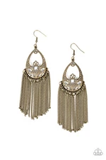 Paparazzi-Jewelry, Castle Cottage - Brass, Blue- Earrings