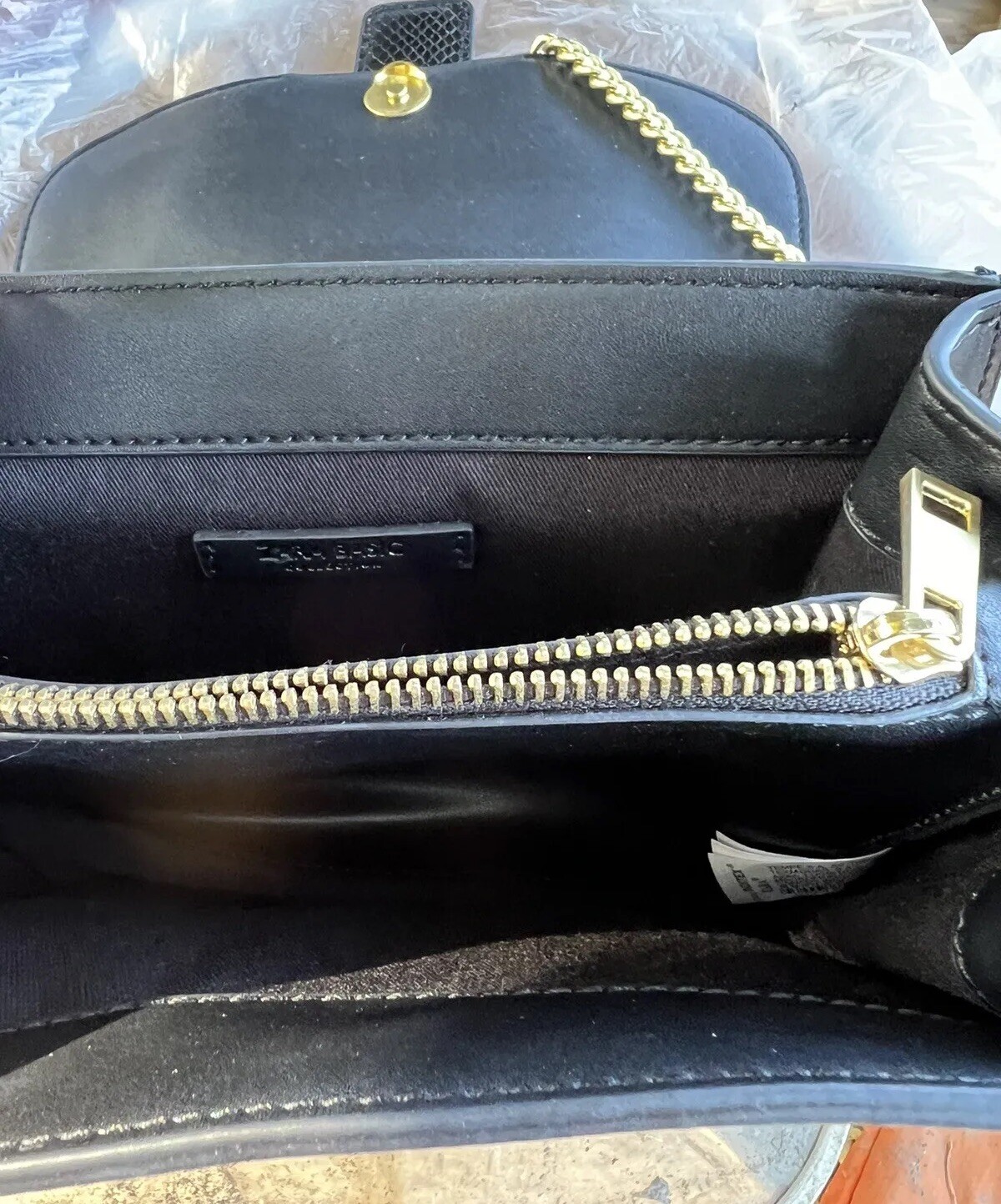 Zara Basic Collection Leather Crossbody Gold Chai… - image 2