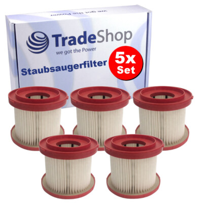 5x HEPA-Filter Ersatz für viele Milwaukee Staubsauger wie M18 VC2-0 0880-20