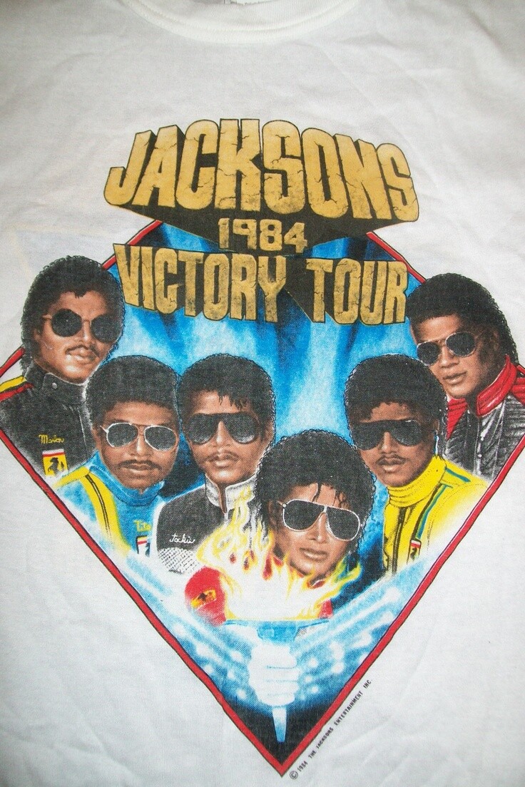 Vtg The Jackson 5 Band VICTORY TOUR Cotton White Full Size Unisex