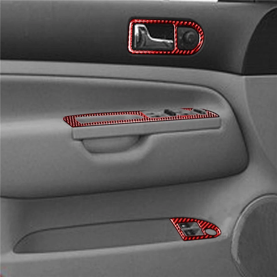 Kit de cubierta interior completo de fibra de carbono rojo 26 piezas para Volkswagen Golf 1999-04 Foto 4 de 4
