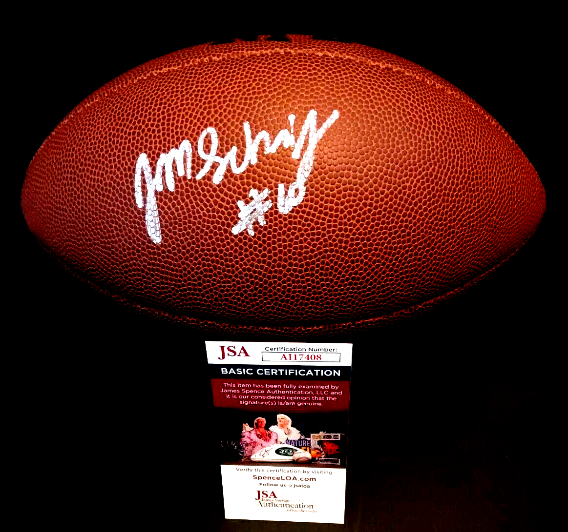 JOHN MICHAEL SCHMITZ NY Giants SIGNED NFL Football JSA COA