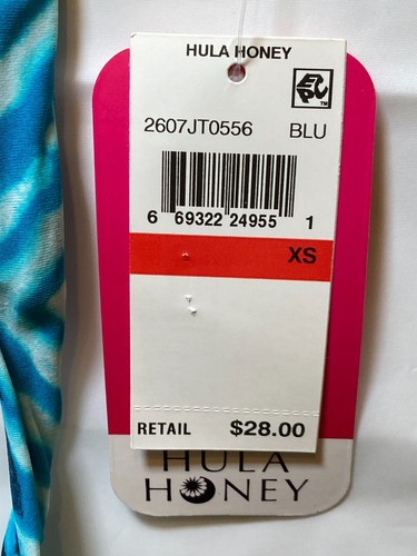 Hula Honey Junior Medium Blue Printed Strappy Push-Up Bikini Swimsuit TOP Medium - Picture 7 of 16