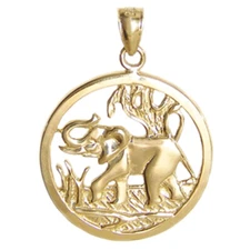 New 14k Yellow Gold Elephant Pendant